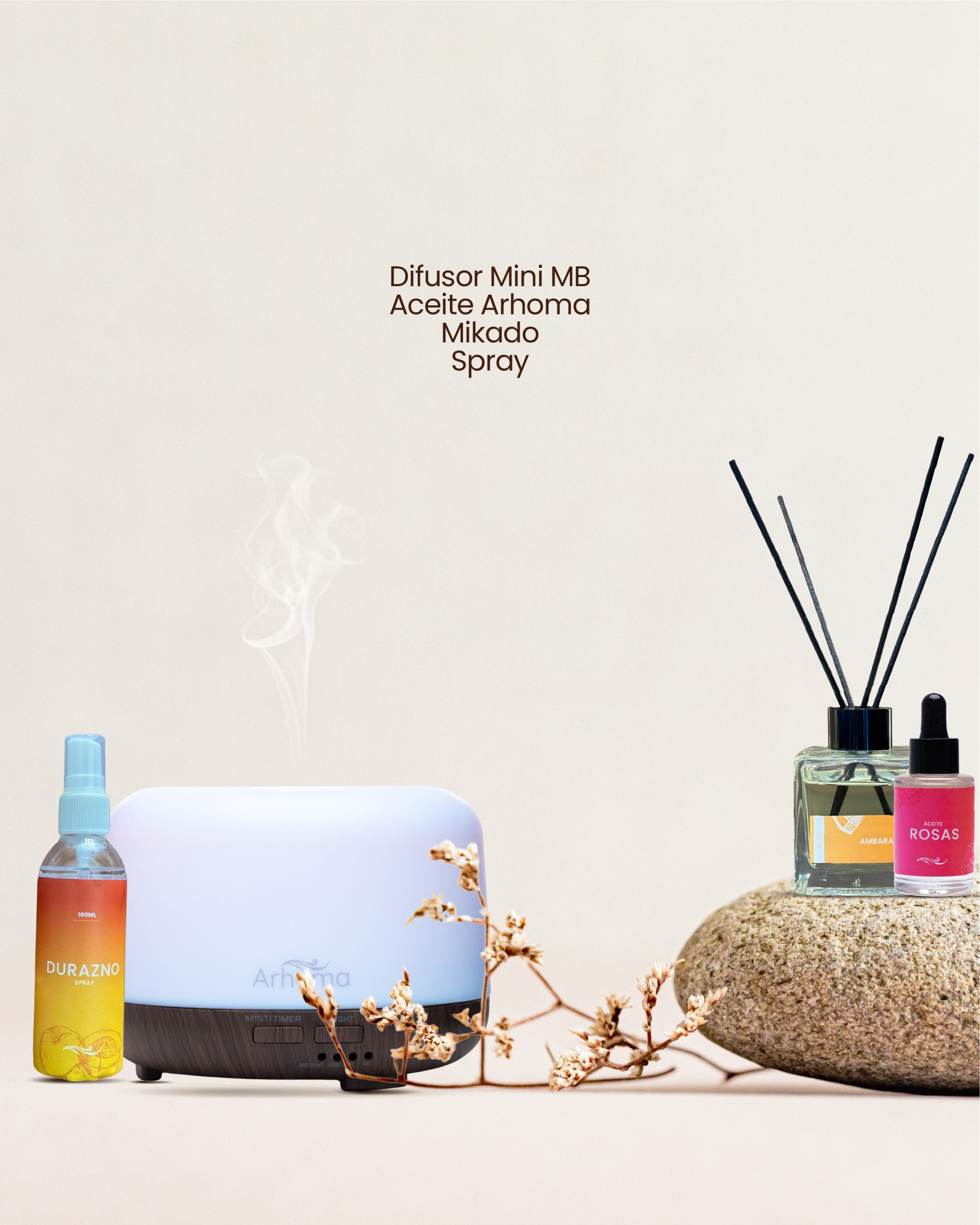 Difusor Mini MB + Aceite + Mikado + Spray